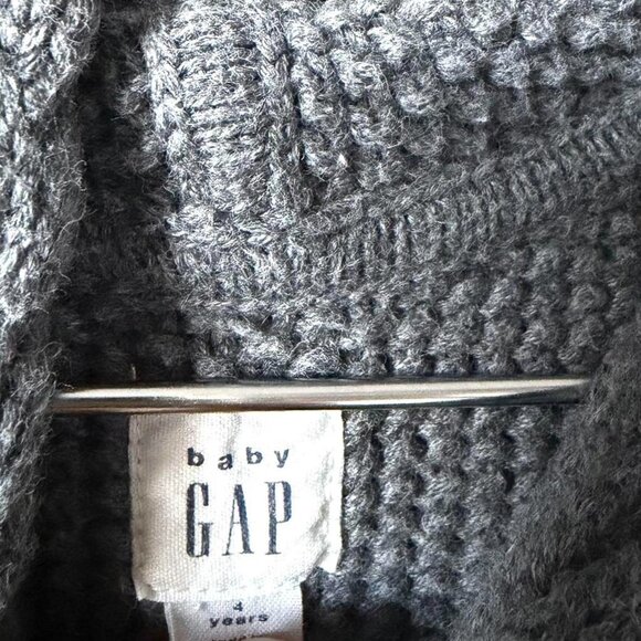 Baby GAP gray cable knit poncho sweater with bear ears hood Size 4 years old - Picture 5 of 5